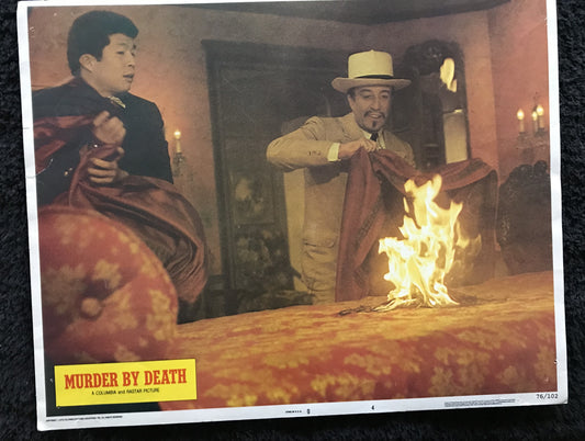 ORIGINAL LOBBY CARDS - MURDER BY DEATH - 1976 - group of 7 cards -  Alec Guinness, David Niven, Maggie Smith, Peter Sellers, Peter Falk