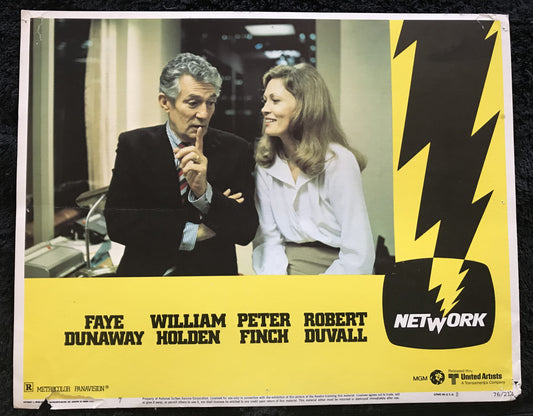 ORIGINAL LOBBY CARD - NETWORK - 1976 - #7 card -  Peter Finch, Faye Dunaway, William Holden, Robert Duvall