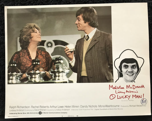 ORIGINAL LOBBY CARD - O LUCKY MAN!  - 1973 - #3 card -  Malcolm McDowell, Ralph Richardson, Rachel Roberts, Arthur Lowe, Helen Mirren