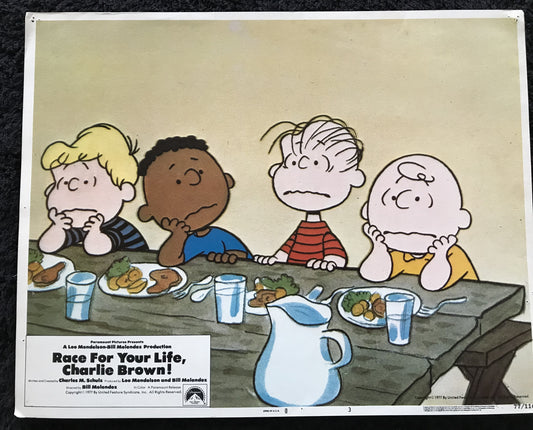 ORIGINAL LOBBY CARD - RACE FOR YOUR LIFE, CHARLIE BROWN - 1977 - #3 card -  Duncan Watson, Bill Melendez, Gail Davis, Melanie Kohn