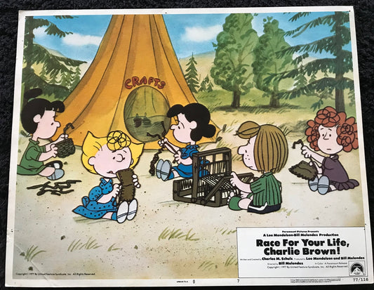 ORIGINAL LOBBY CARD - RACE FOR YOUR LIFE, CHARLIE BROWN - 1977 - #7 card -  Duncan Watson, Bill Melendez, Gail Davis, Melanie Kohn