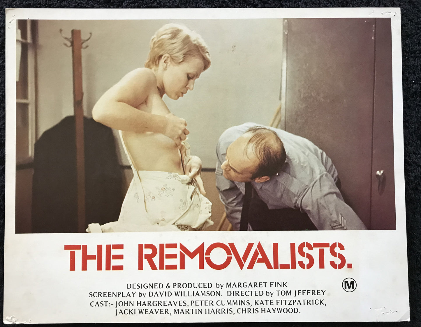 ORIGINAL LOBBY CARDS - THE REMOVALISTS - 1975 - Australian - group of 6 cards -  John Hargreaves, Peter Cummins, Kate Fitzpatrick, Jacki Weaver