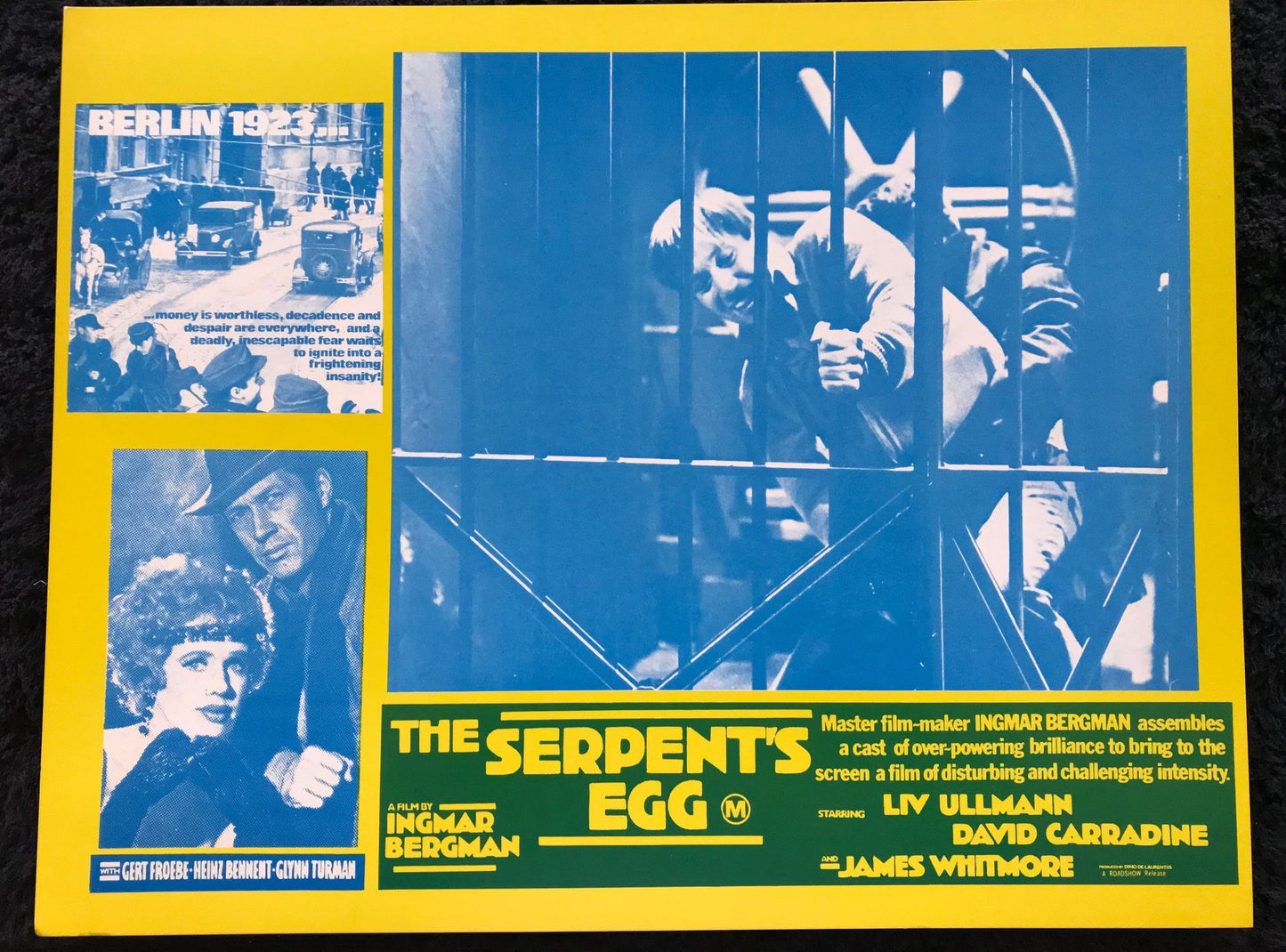 ORIGINAL LOBBY CARDS - THE SERPENT'S EGG - 1977 - set of 8 cards -  David Carradine, Liv Ullmann, Gert Fröbe, Heinz Bennent