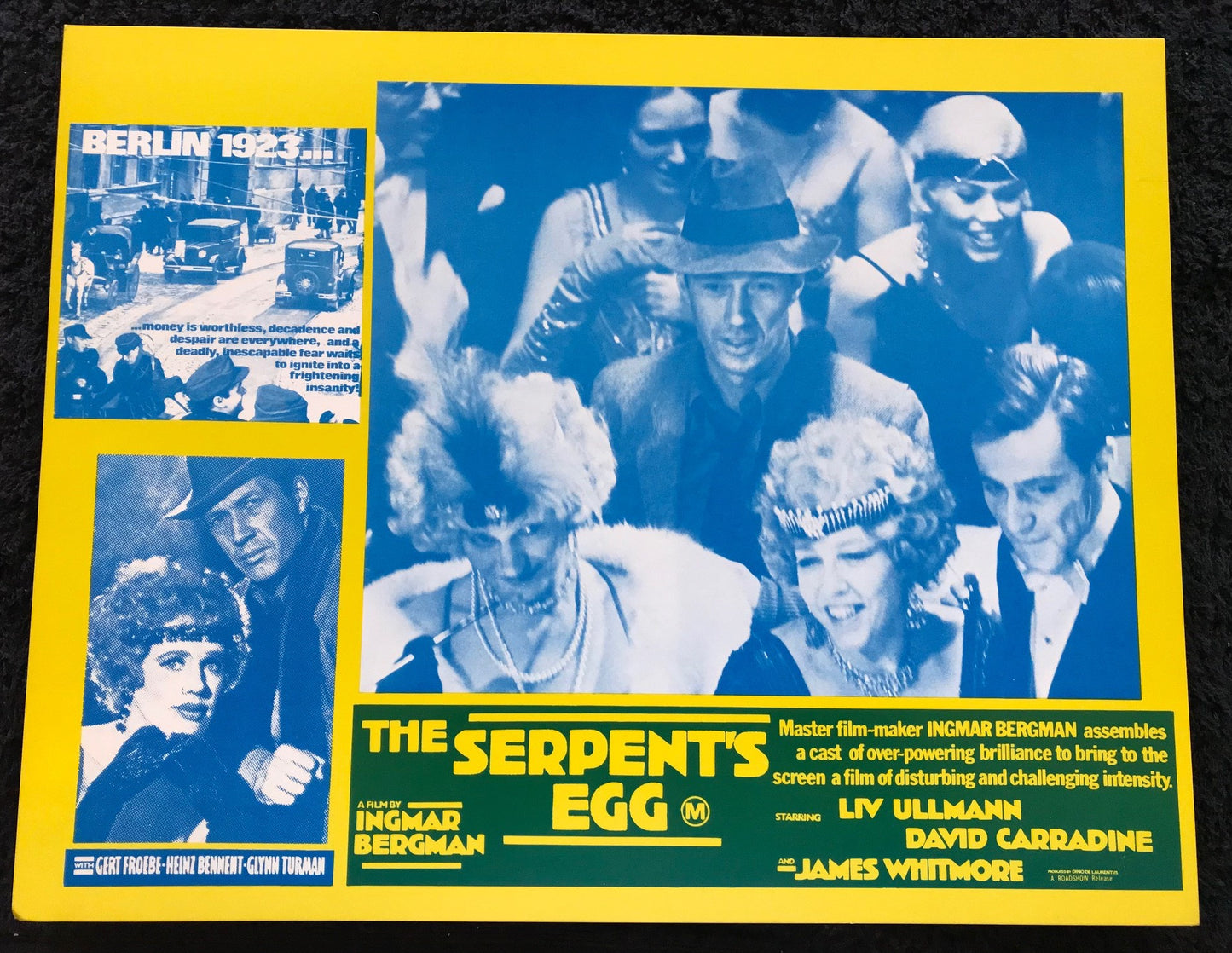 ORIGINAL LOBBY CARDS - THE SERPENT'S EGG - 1977 - set of 8 cards -  David Carradine, Liv Ullmann, Gert Fröbe, Heinz Bennent