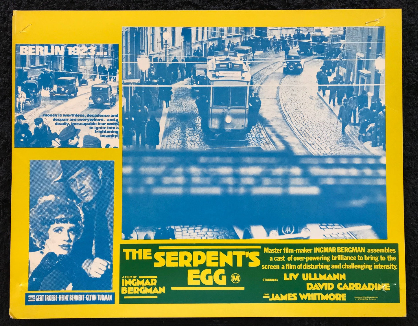 ORIGINAL LOBBY CARDS - THE SERPENT'S EGG - 1977 - set of 8 cards -  David Carradine, Liv Ullmann, Gert Fröbe, Heinz Bennent