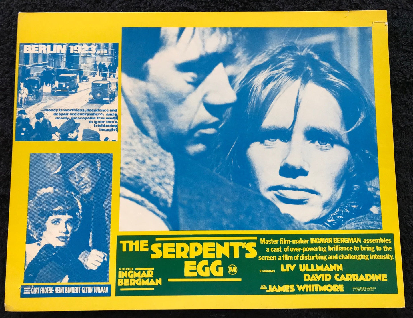 ORIGINAL LOBBY CARDS - THE SERPENT'S EGG - 1977 - set of 8 cards -  David Carradine, Liv Ullmann, Gert Fröbe, Heinz Bennent