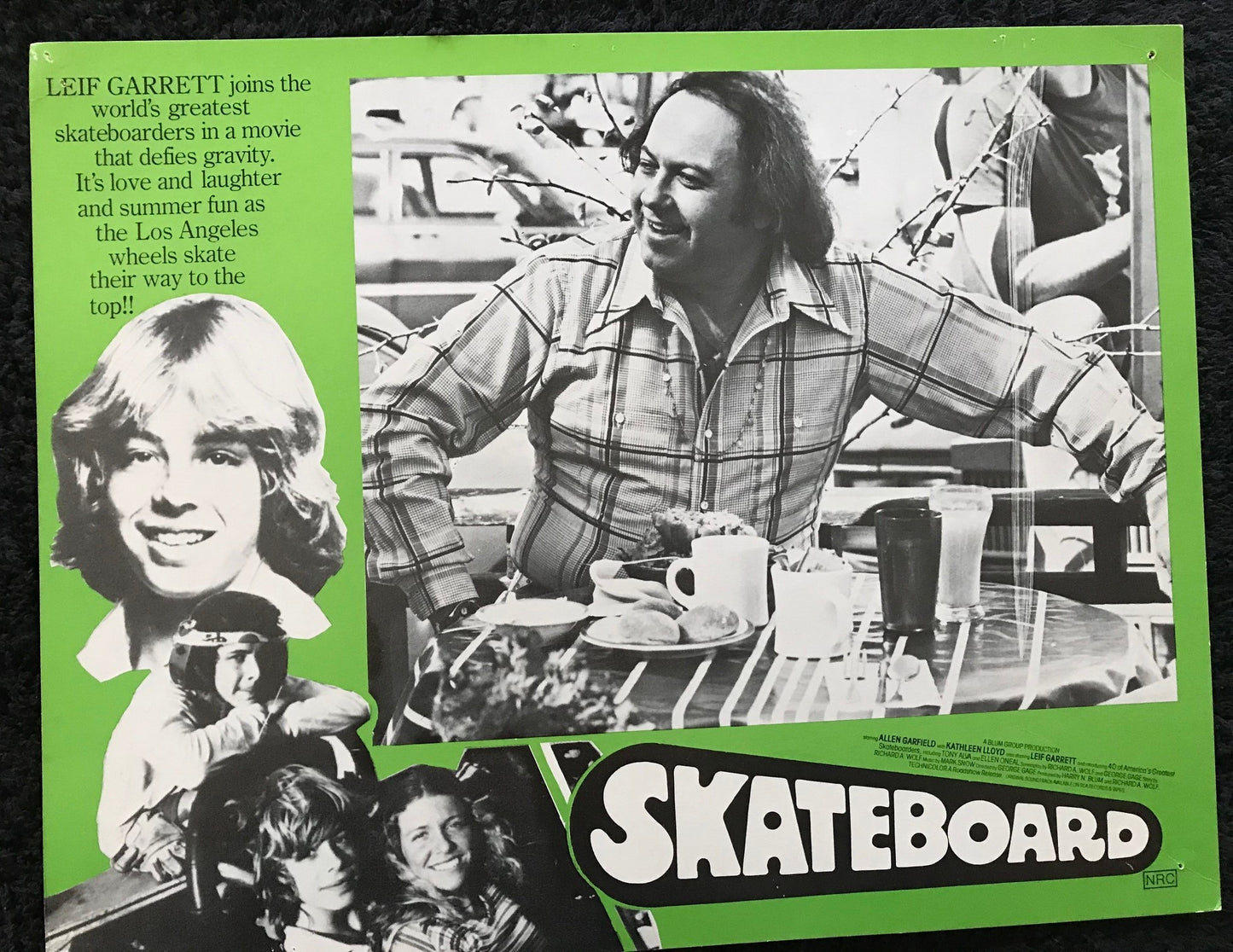 ORIGINAL LOBBY CARDS - SKATEBOARD - 1978 - group of 7 cards -  Leif Garrett, Allen Garfield, Kathleen Lloyd, Tony Alva