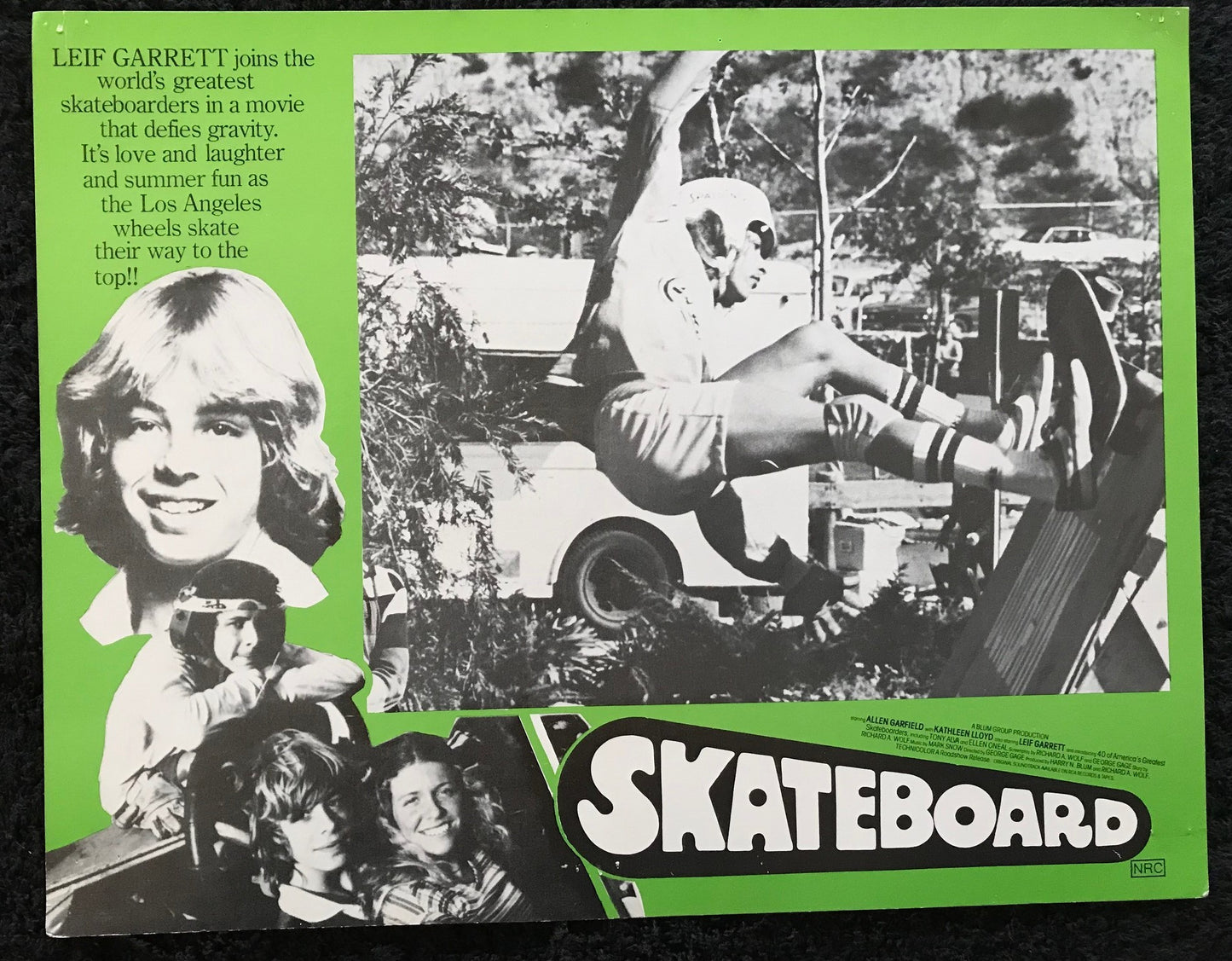 ORIGINAL LOBBY CARDS - SKATEBOARD - 1978 - group of 7 cards -  Leif Garrett, Allen Garfield, Kathleen Lloyd, Tony Alva