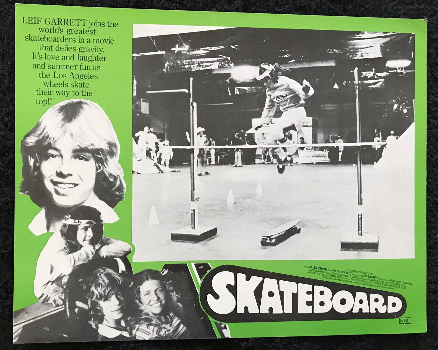 ORIGINAL LOBBY CARDS - SKATEBOARD - 1978 - group of 7 cards -  Leif Garrett, Allen Garfield, Kathleen Lloyd, Tony Alva