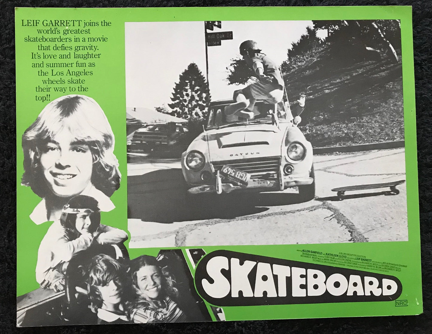 ORIGINAL LOBBY CARDS - SKATEBOARD - 1978 - group of 7 cards -  Leif Garrett, Allen Garfield, Kathleen Lloyd, Tony Alva