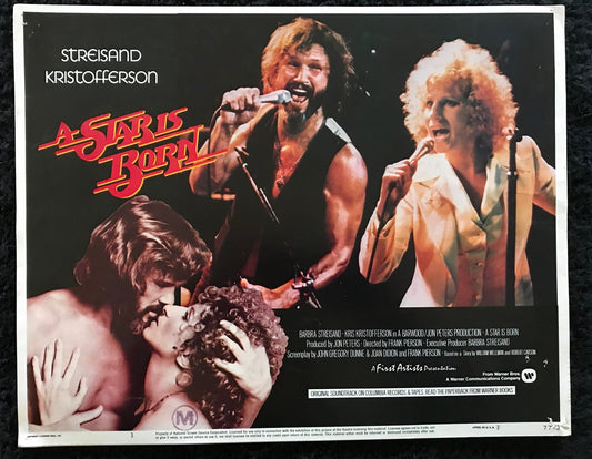 ORIGINAL LOBBY CARDS - A STAR IS BORN - 1977 - set of 8 cards -  Barbra Streisand, Kris Kristofferson, Gary Busey, Oliver Clark.