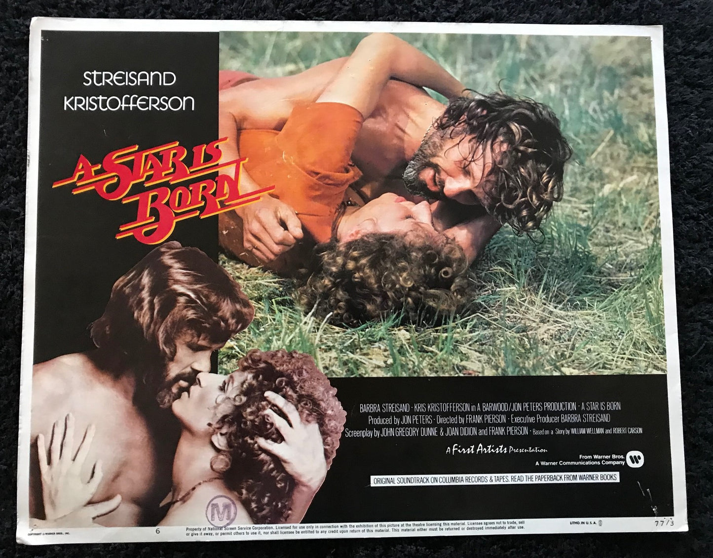 ORIGINAL LOBBY CARDS - A STAR IS BORN - 1977 - set of 8 cards -  Barbra Streisand, Kris Kristofferson, Gary Busey, Oliver Clark.