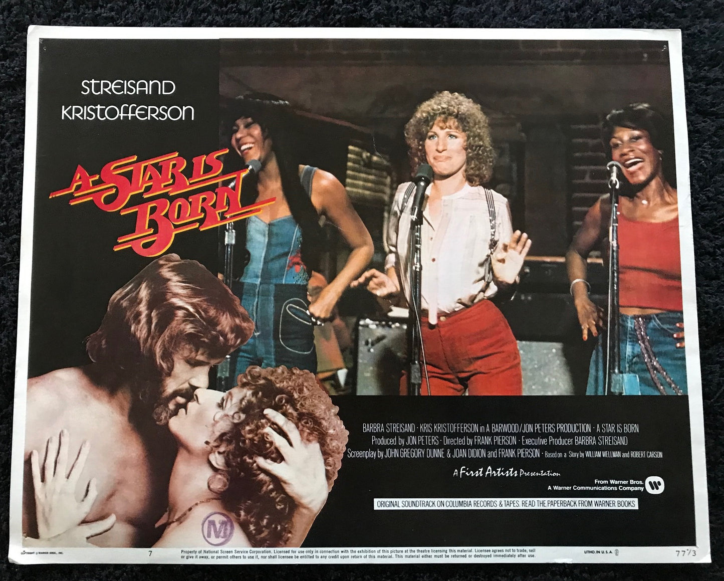 ORIGINAL LOBBY CARDS - A STAR IS BORN - 1977 - set of 8 cards -  Barbra Streisand, Kris Kristofferson, Gary Busey, Oliver Clark.