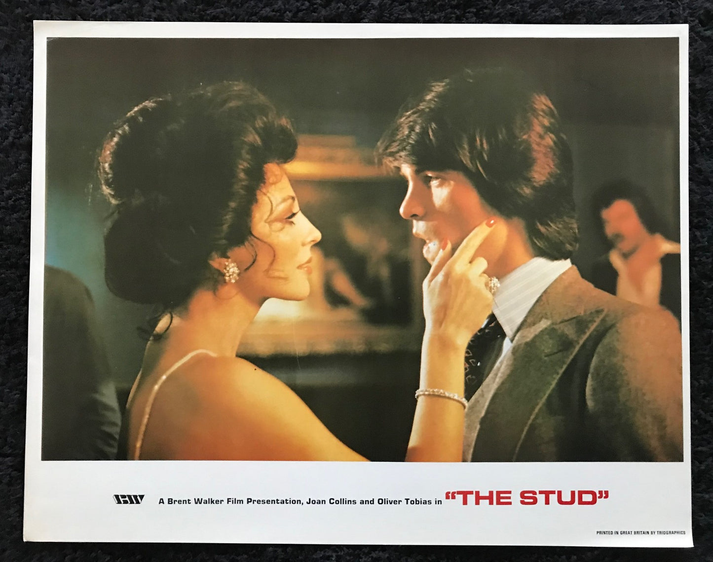 ORIGINAL LOBBY CARDS - THE STUD - 1978 - group of 10 cards -  Joan Collins, Sue Lloyd, Walter Gotell, Oliver Tobias