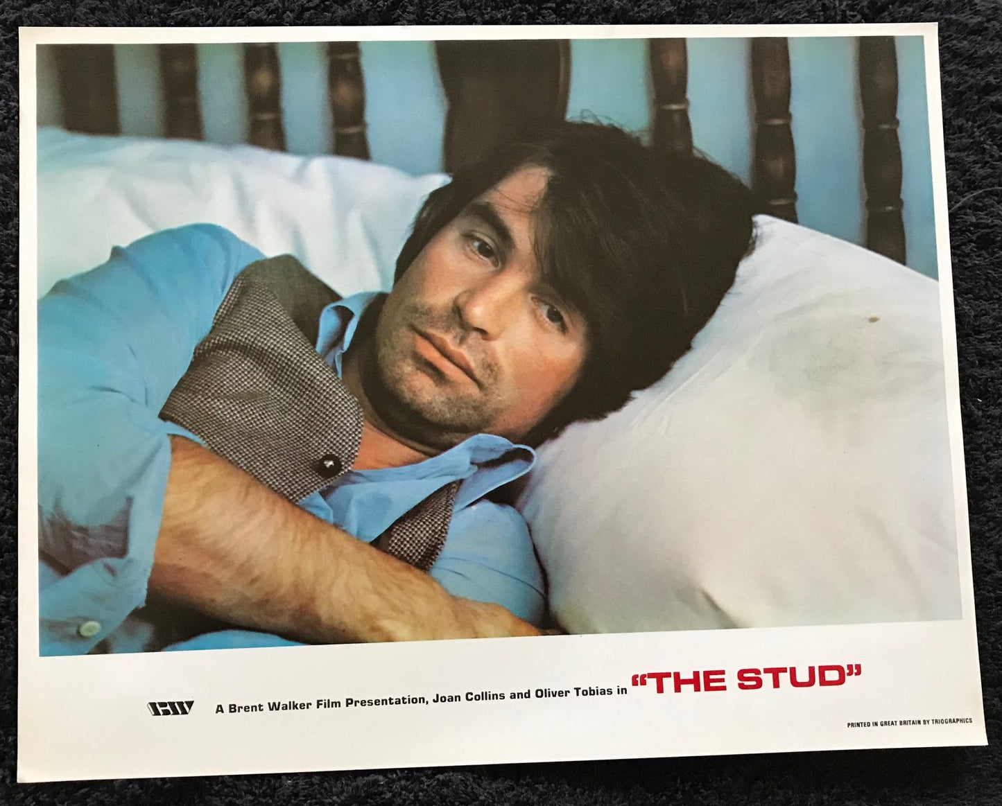 ORIGINAL LOBBY CARDS - THE STUD - 1978 - group of 10 cards -  Joan Collins, Sue Lloyd, Walter Gotell, Oliver Tobias