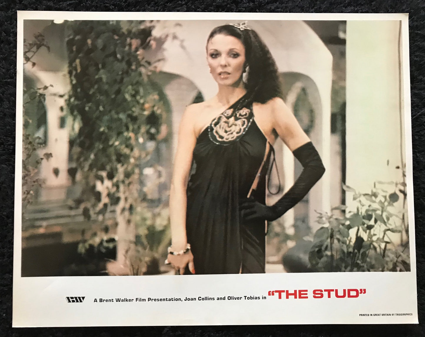 ORIGINAL LOBBY CARDS - THE STUD - 1978 - group of 10 cards -  Joan Collins, Sue Lloyd, Walter Gotell, Oliver Tobias