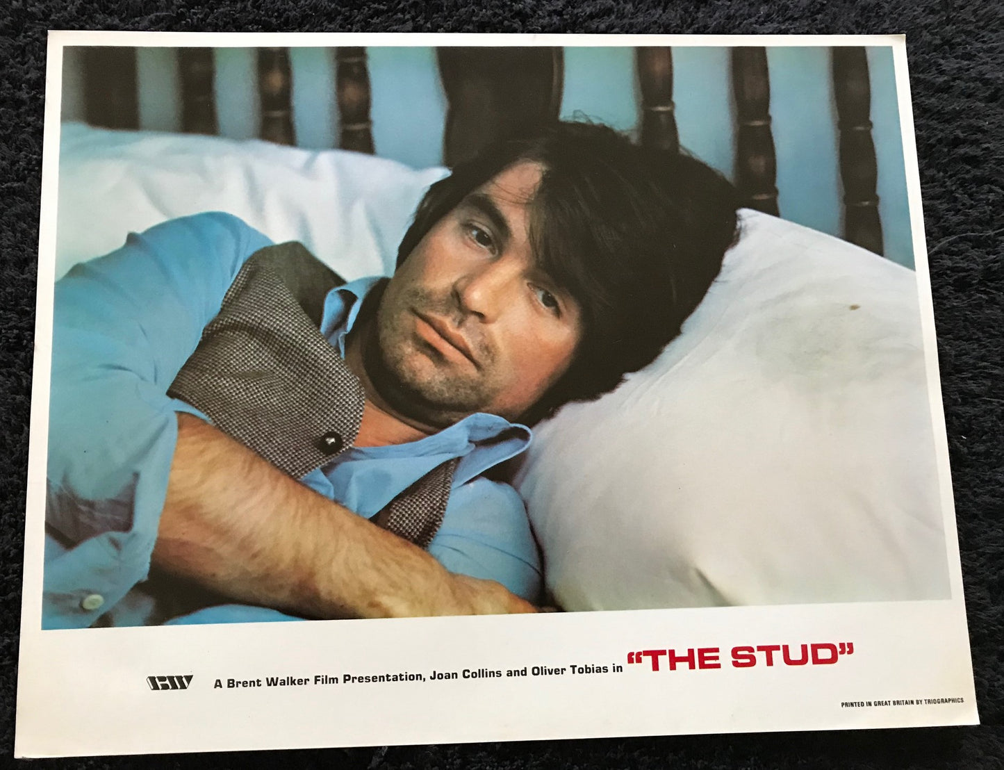 ORIGINAL LOBBY CARDS - THE STUD - 1978 - group of 10 cards -  Joan Collins, Sue Lloyd, Walter Gotell, Oliver Tobias