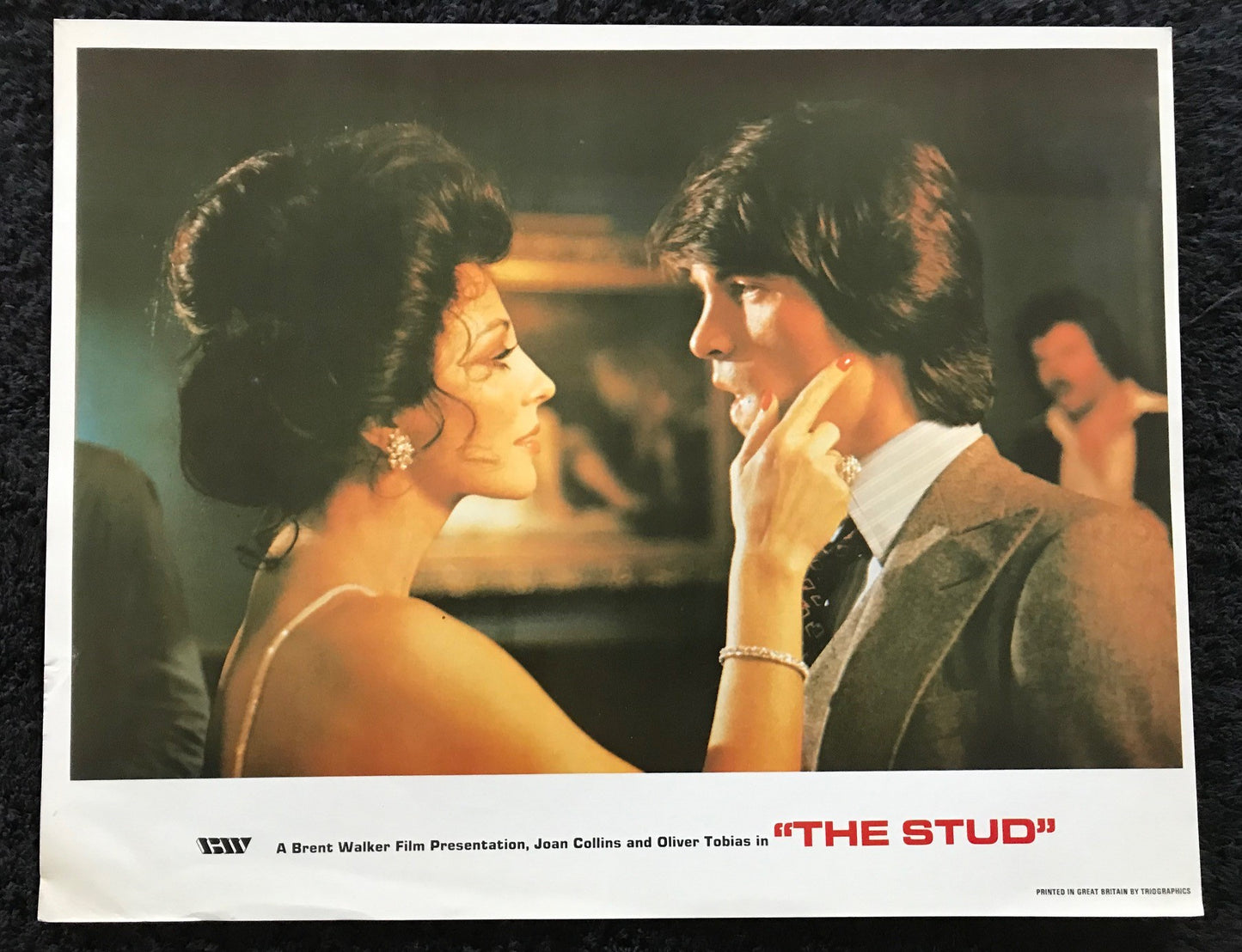ORIGINAL LOBBY CARDS - THE STUD - 1978 - group of 10 cards -  Joan Collins, Sue Lloyd, Walter Gotell, Oliver Tobias