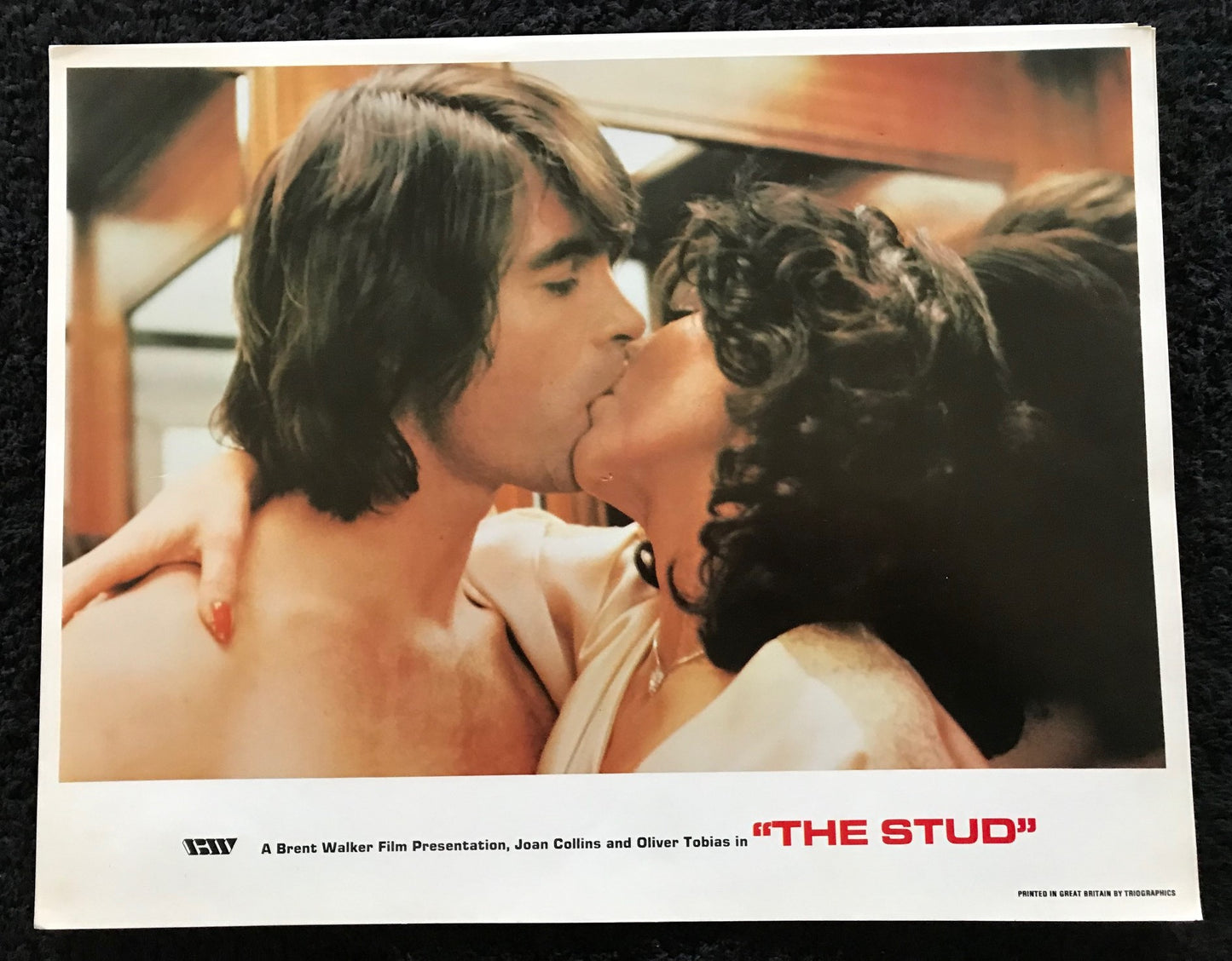 ORIGINAL LOBBY CARDS - THE STUD - 1978 - group of 10 cards -  Joan Collins, Sue Lloyd, Walter Gotell, Oliver Tobias