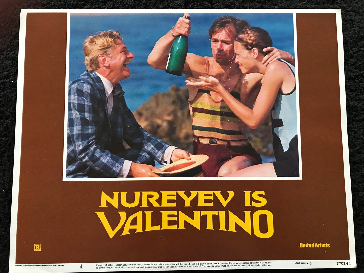 ORIGINAL LOBBY CARDS - VALENTINO - 1977 - group of 7 cards -  Rudolf Nureyev, Leslie Caron, Michelle Phillips, Carol Kane