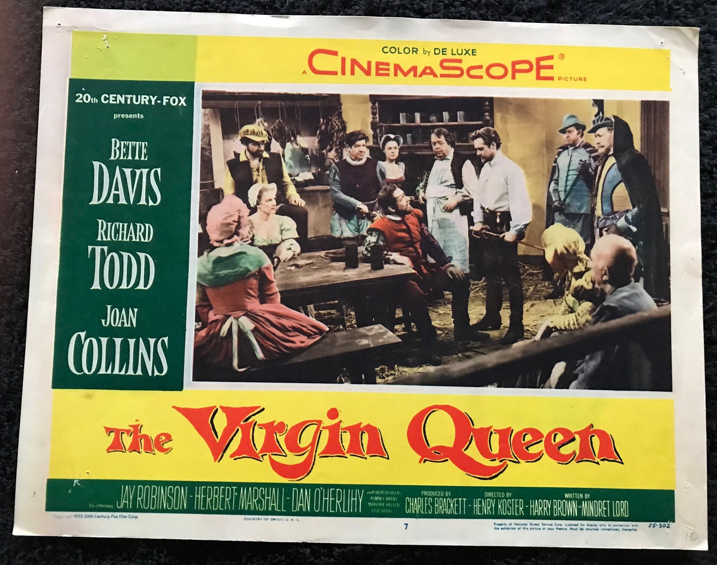 ORIGINAL LOBBY CARD - THE VIRGIN QUEEN - 1955 - #7 card -  Richard Todd, Bette Davis, Joan Collins, Jay Robinson