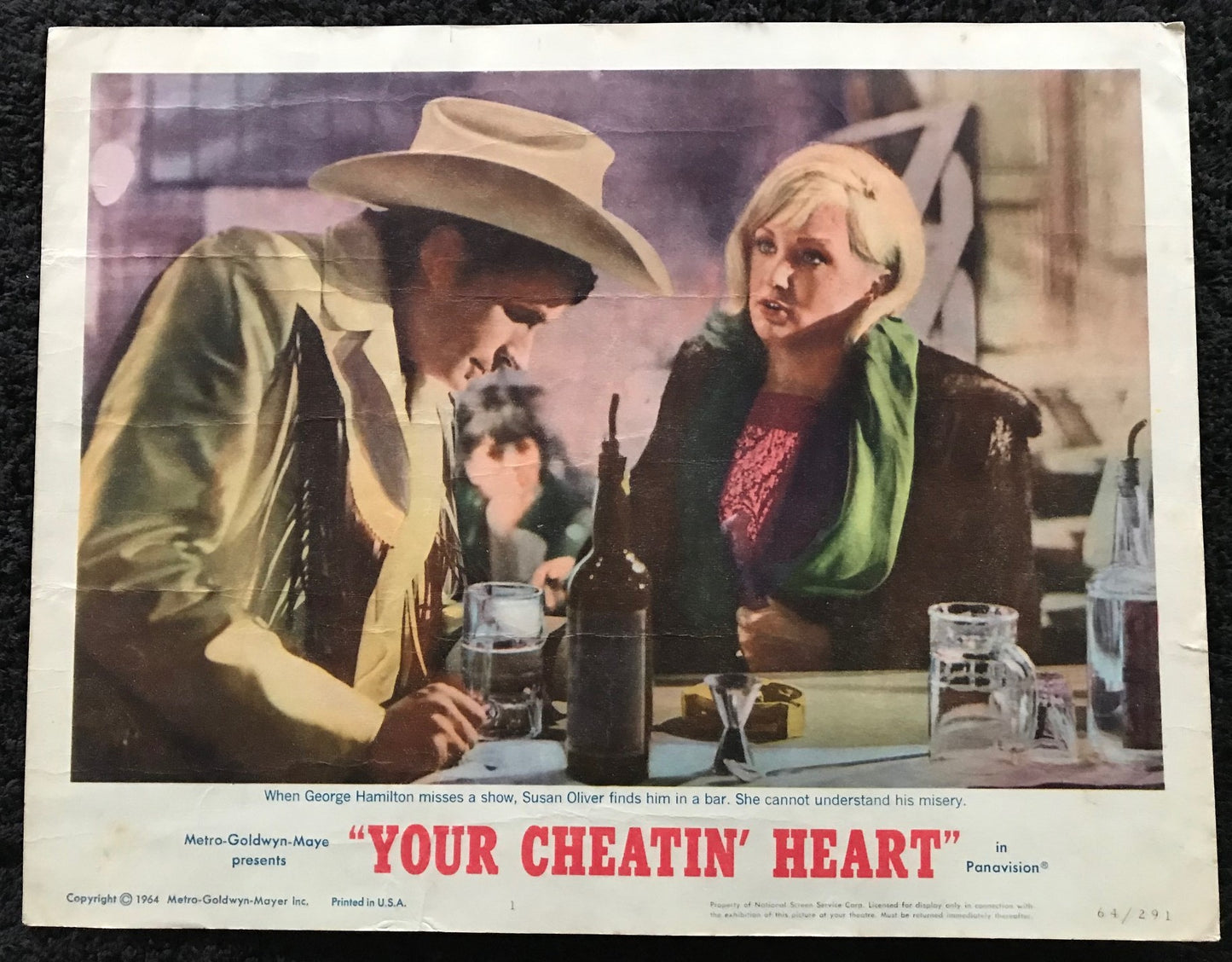 ORIGINAL LOBBY CARDS - YOUR CHEATIN' HEART - 1964 - group of 5 cards -  George Hamilton, Susan Oliver, Red Buttons, Arthur O'Connell