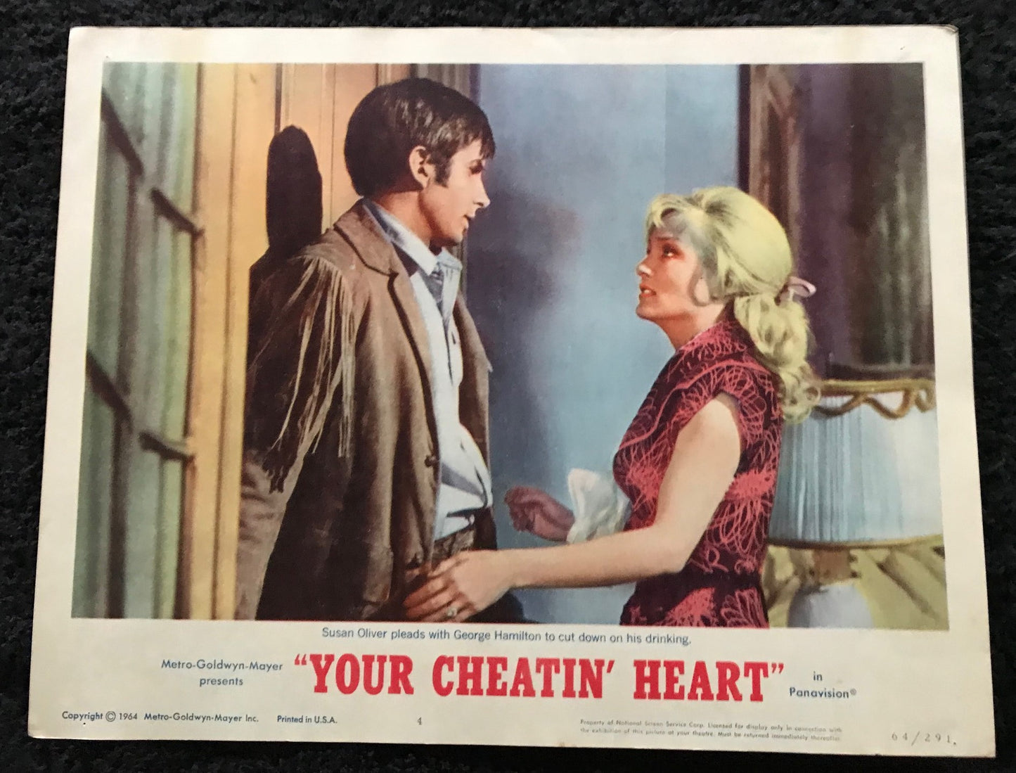 ORIGINAL LOBBY CARDS - YOUR CHEATIN' HEART - 1964 - group of 5 cards -  George Hamilton, Susan Oliver, Red Buttons, Arthur O'Connell