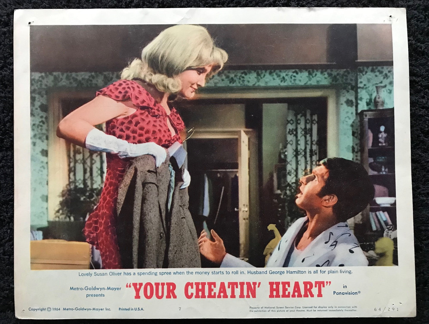 ORIGINAL LOBBY CARDS - YOUR CHEATIN' HEART - 1964 - group of 5 cards -  George Hamilton, Susan Oliver, Red Buttons, Arthur O'Connell