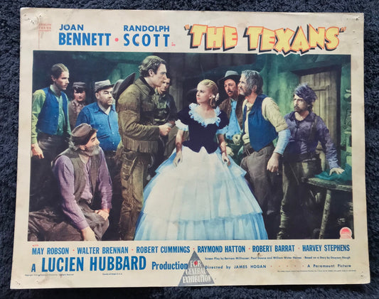 ORIGINAL LOBBY CARDS - THE TEXANS - 1938 - set of 8 -  Joan Bennett, Randolph Scott, May Robson, Walter Brennan