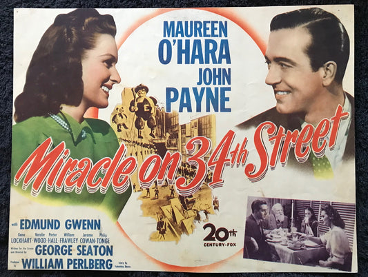 ORIGINAL LOBBY CARDS - MIRACLE ON 34TH STREET - 1947 - set of 8 -  Maureen O'Hara, John Payne, Edmund Gwenn, Natalie Wood