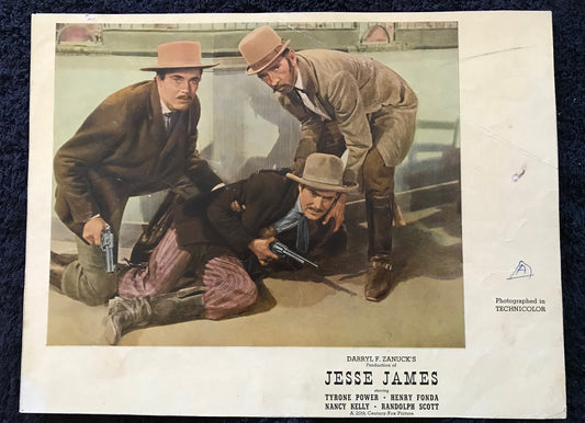 ORIGINAL LOBBY CARDS - Jesse James - 1939 - set of 8 -  Tyrone Power, Henry Fonda, Nancy Kelly, Randolph Scott