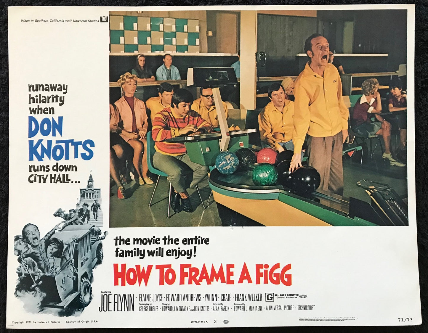 ORIGINAL LOBBY CARDS - HOW TO FRAME A FIGG - 1971 - set of 8 -  Don Knotts, Joe Flynn, Elaine Joyce