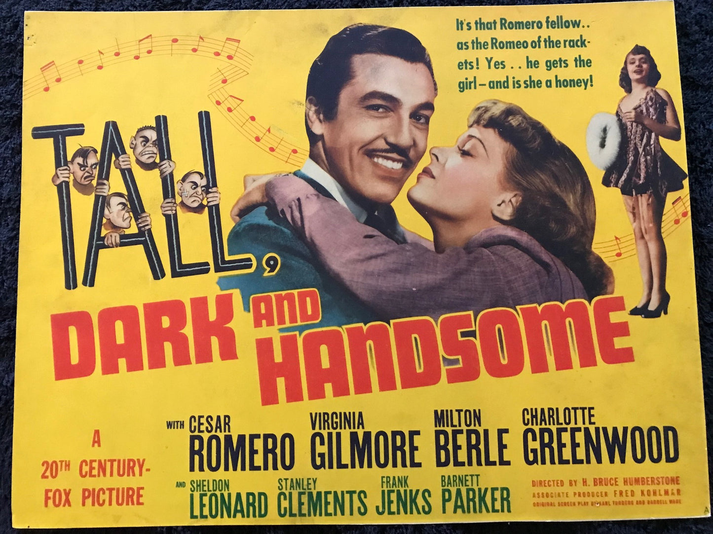 ORIGINAL LOBBY CARDS - TALL, DARK AND HANDSOME - 1941 - set of 8 -  Cesar Romero, Virginia Gilmore, Milton Berle, Charlotte Greenwood