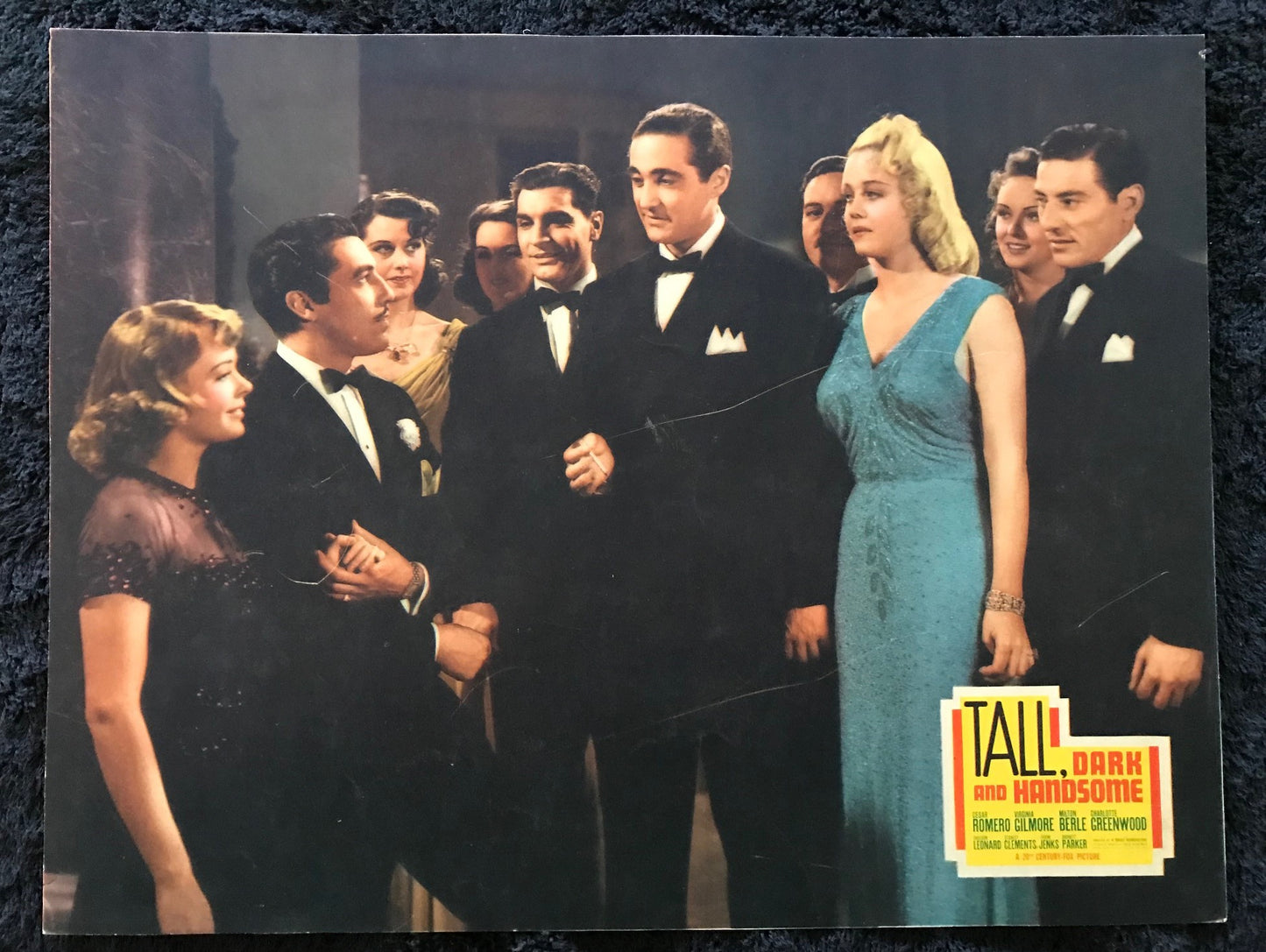 ORIGINAL LOBBY CARDS - TALL, DARK AND HANDSOME - 1941 - set of 8 -  Cesar Romero, Virginia Gilmore, Milton Berle, Charlotte Greenwood