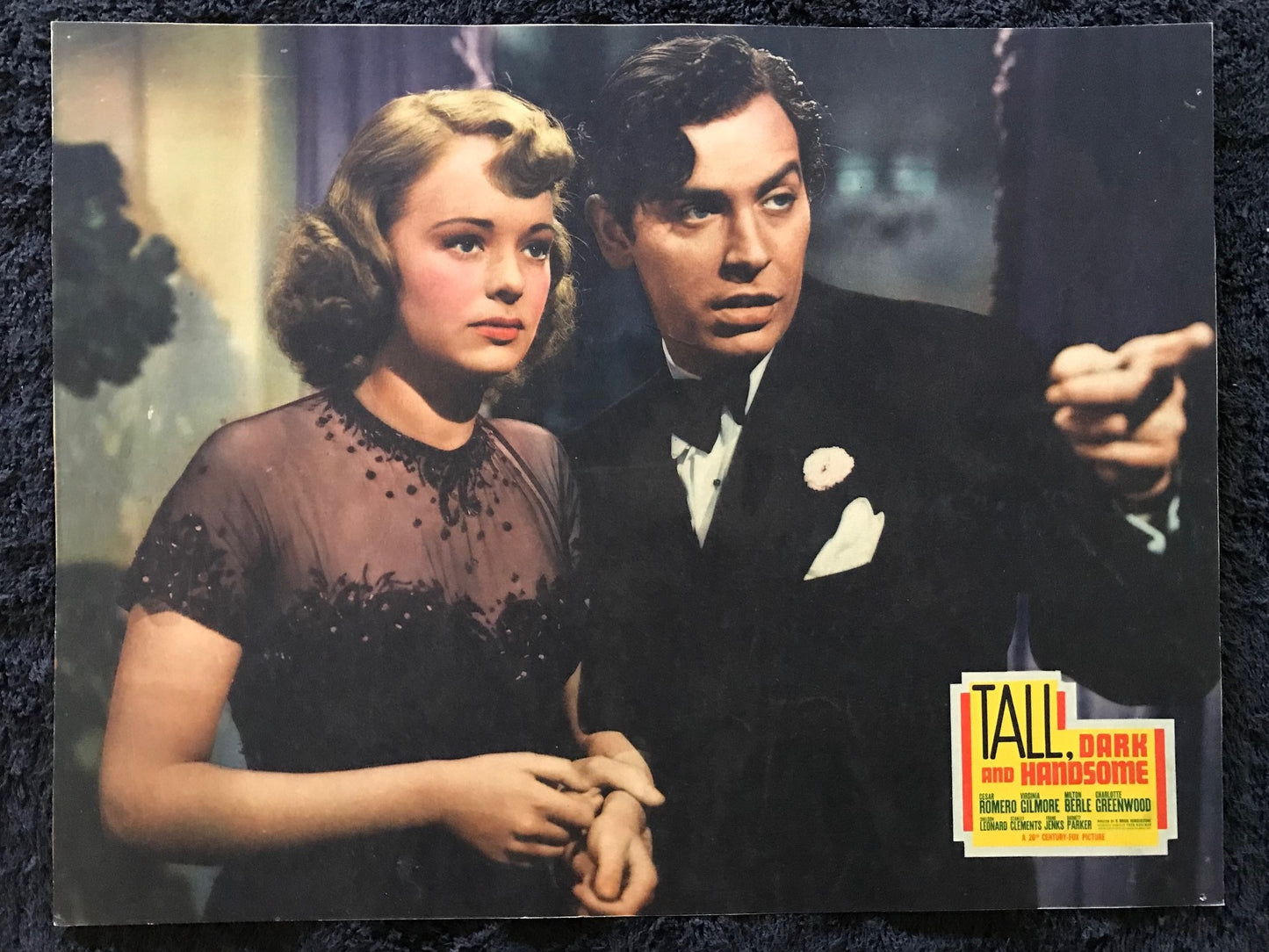 ORIGINAL LOBBY CARDS - TALL, DARK AND HANDSOME - 1941 - set of 8 -  Cesar Romero, Virginia Gilmore, Milton Berle, Charlotte Greenwood