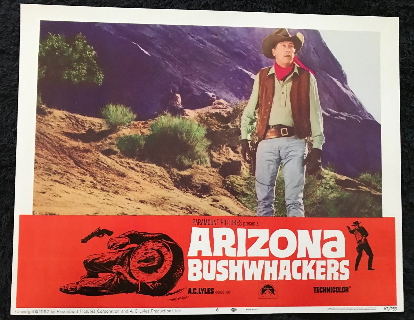 ORIGINAL LOBBY CARDS - ARIZONA BUSHWHACKERS - 1967 - set of 8 -  Roy Rogers Jr, Yvonne De Carlo, Howard Keel