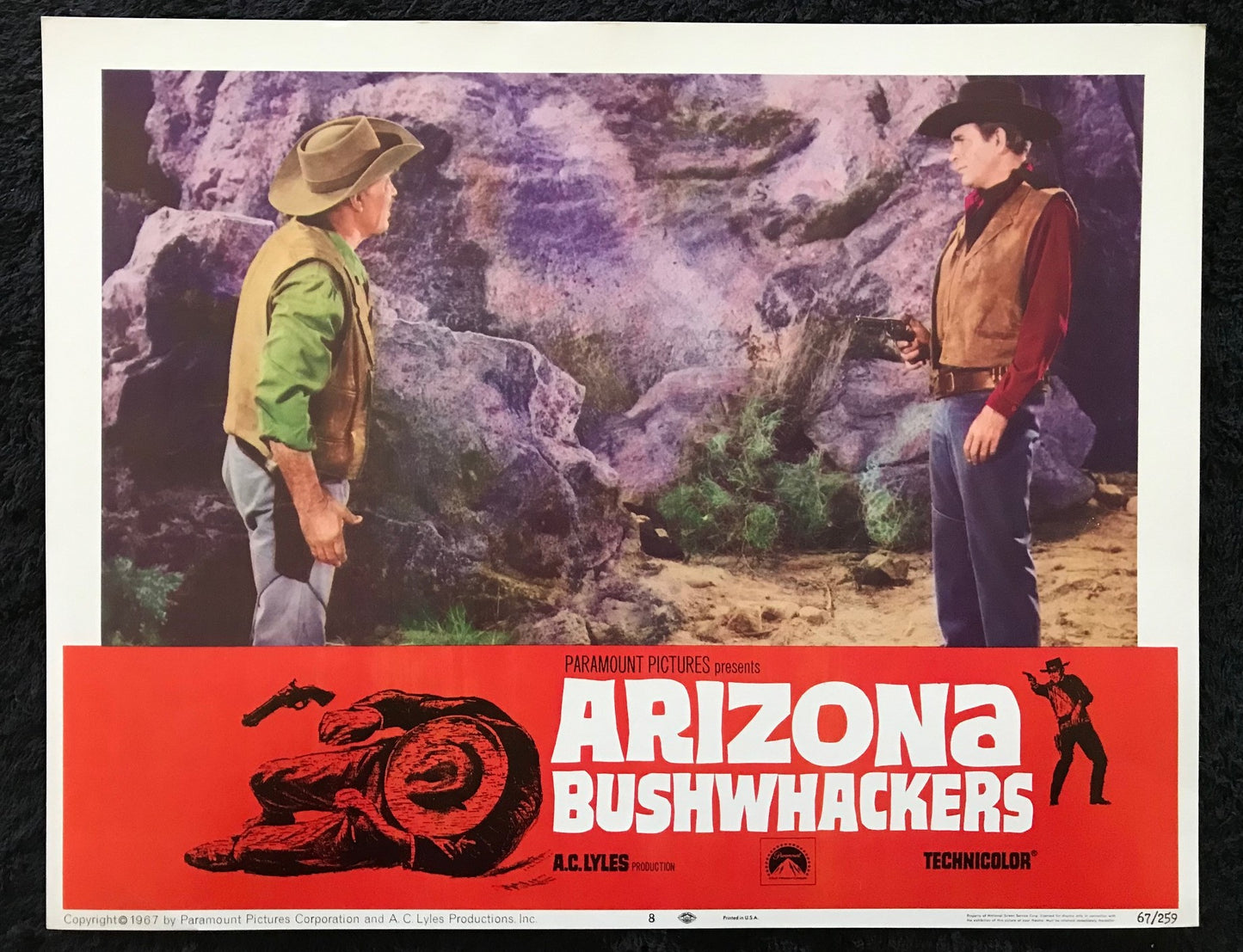 ORIGINAL LOBBY CARDS - ARIZONA BUSHWHACKERS - 1967 - set of 8 -  Roy Rogers Jr, Yvonne De Carlo, Howard Keel