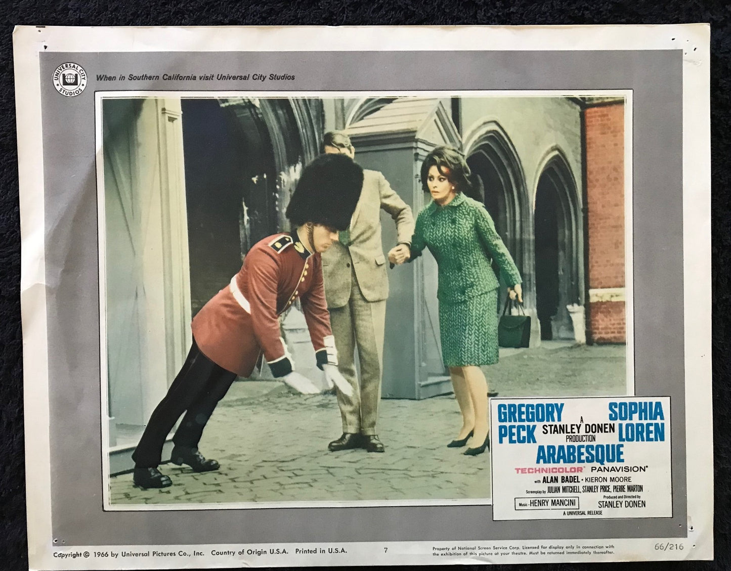 ORIGINAL LOBBY CARDS - ARABESQUE - 1966 - set of 8 -  Sophia Loren, Gregory Peck, Alan Badel