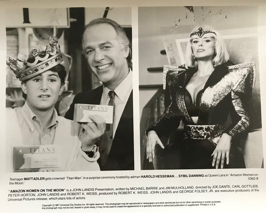PUBLICITY PHOTOGRAPH - from AMAZON WOMEN ON THE MOON (c) (1987) - MATT ADLER, HAROLD HESSEMAN, SYBIL DANNING