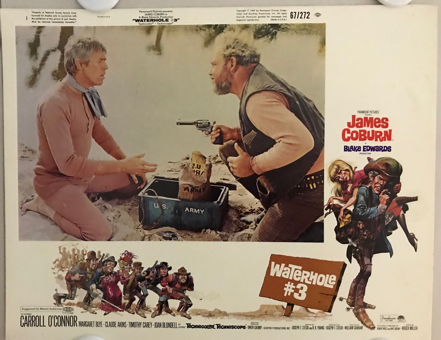 ORIGINAL LOBBY CARDS - WATERHOLE #3 - 1967 - set of 8