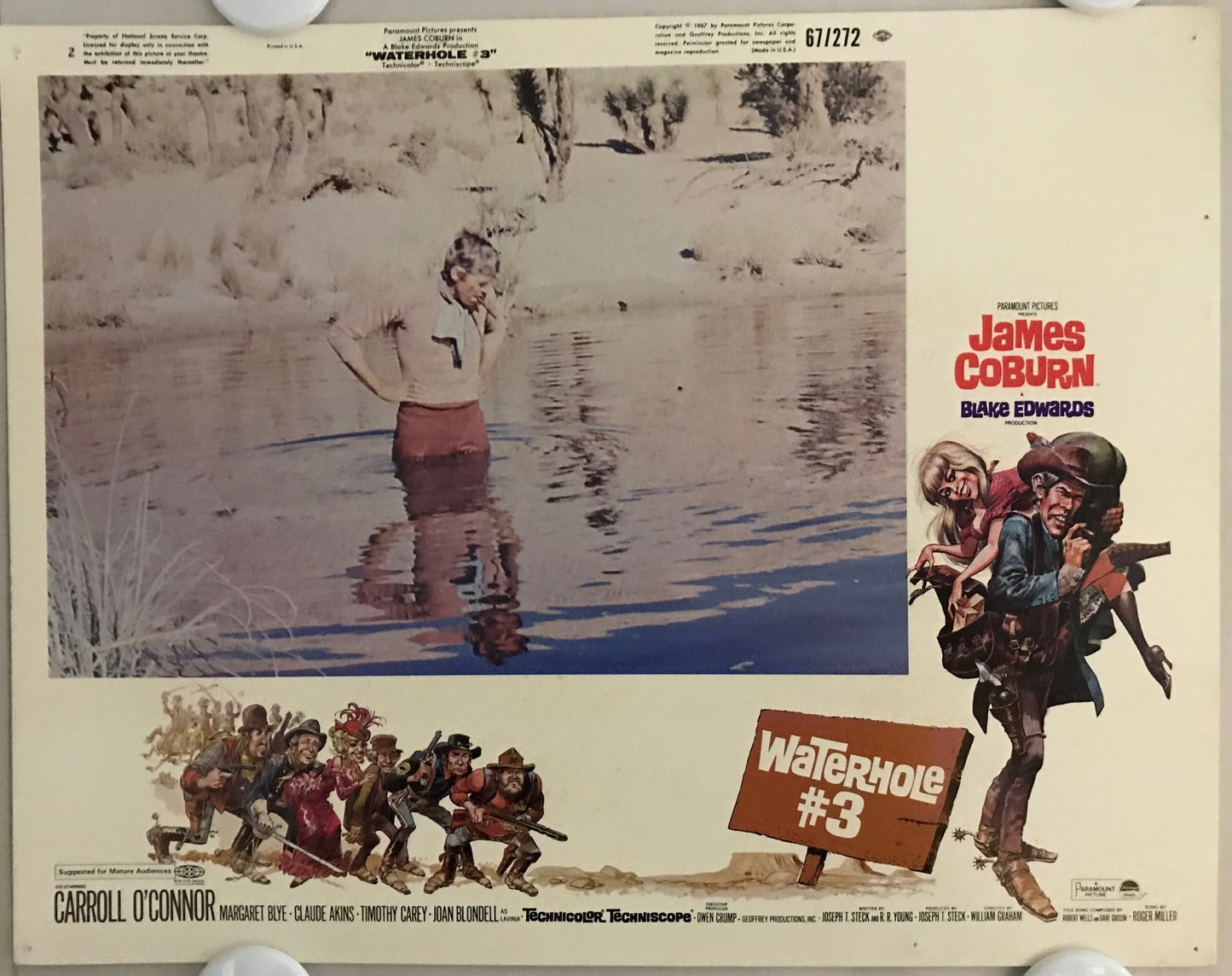 ORIGINAL LOBBY CARDS - WATERHOLE #3 - 1967 - set of 8