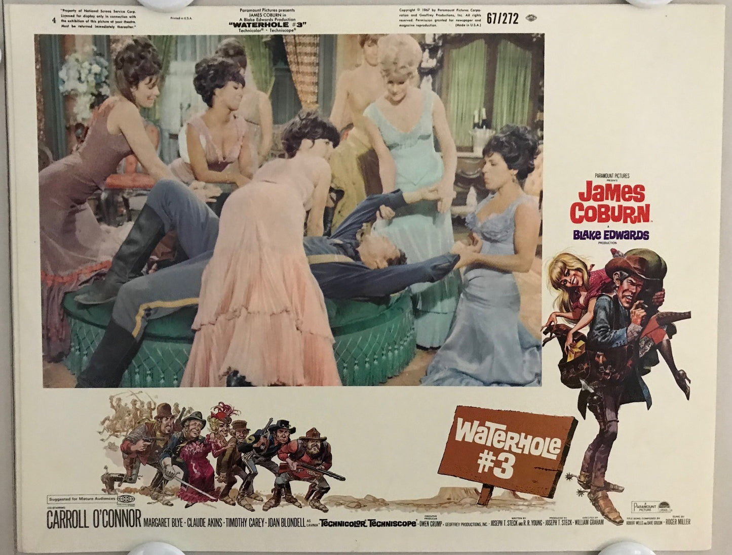 ORIGINAL LOBBY CARDS - WATERHOLE #3 - 1967 - set of 8