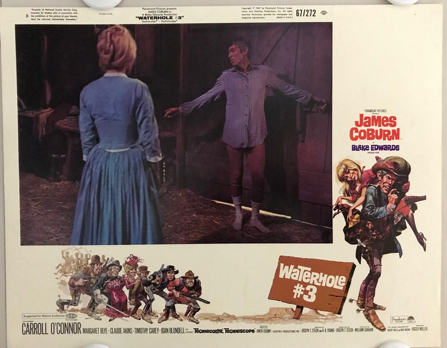 ORIGINAL LOBBY CARDS - WATERHOLE #3 - 1967 - set of 8