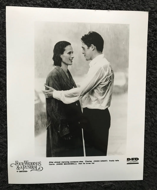 PUBLICITY PHOTOGRAPH - from FOUR WEDDINGS AND A FUNERAL(c) (1994) -  Andie MacDowell, Hugh Grant