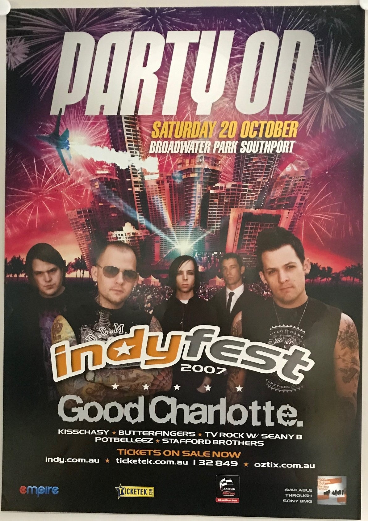 MUSIC PROMO POSTER - PARTY ON - INDYFEST 2007 (a) - GOOD CHARLOTTE - GOLD COAST