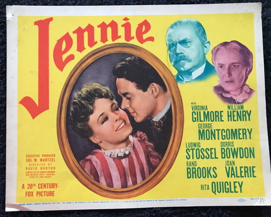 ORIGINAL LOBBY CARD - JENNIE - 1940 - Title card -  Virginia Gilmore, William Henry, George Montgomery, Ludwig Stossel