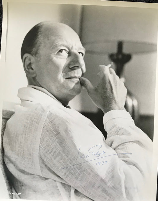 JOHN GIELGUD - AUTOGRAPHED 10 x 8 PUBLICITY PHOTOGRAPH from The Loved One (1965)