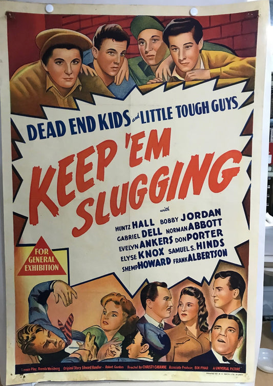 MOVIE POSTER - AUSTRALIAN - ONE SHEET - KEEP 'EM SLUGGING (b) - 1943