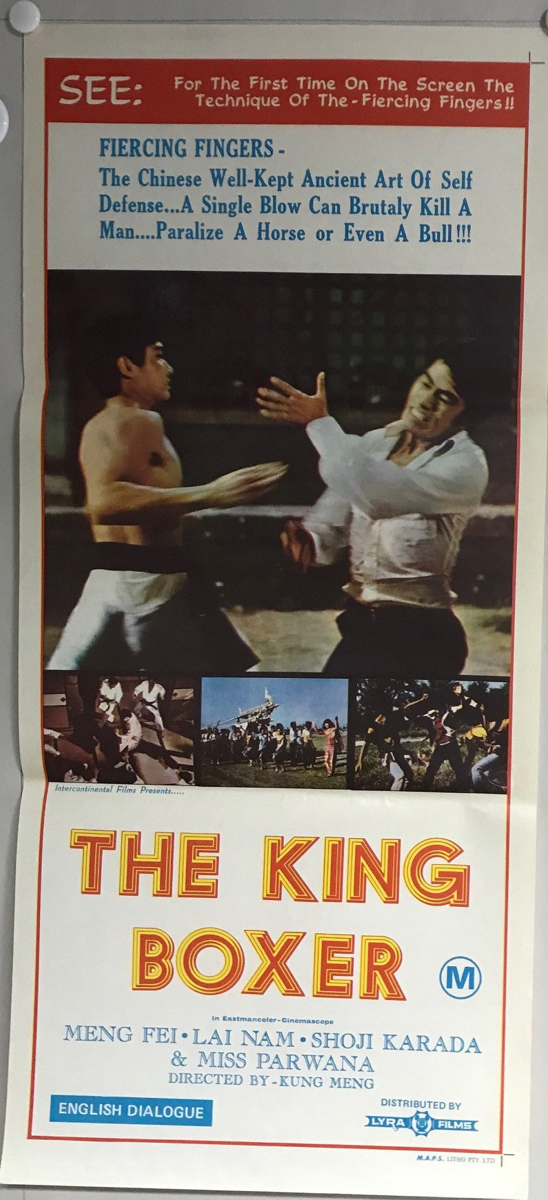 ORIGINAL DAYBILL MOVIE POSTER - THE KING BOXER - 1972