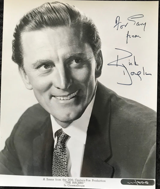 KIRK DOUGLAS- AUTOGRAPHED 9 1/2 x 8 PUBLICITY PHOTOGRAPH from The Racers (1955)